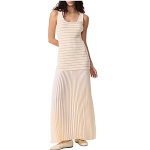 Rag & Bone Millie Stripe Tank Dress Ivory Multi Pleated Maxi Medium
